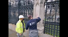 Nazi swastika painted on wall of Houses of Parliament in London