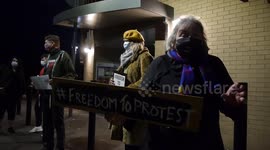 'This is a democracy!' Demonstrators hit UK police station in protest of new bill