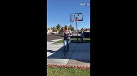 'LET’S GO! Sports-Loving Mom Does the No-Look Basketball Shot'