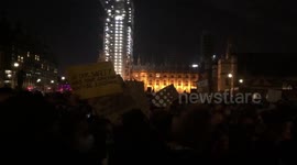 PARLIAMENT SQUARE, LONDON - 16th March 2021: Danny Shine (social experimentalist) gets into an argument with a fellow protester at the #StopTheBill protest