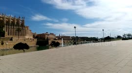 Palma cathedral in Parc de la mar,Spain
