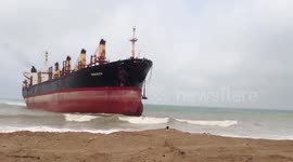 Speeding Turkish ship runs aground on beach in Pakistan