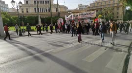 Protest in support of refugees on day of action against racism in Athens, Greece