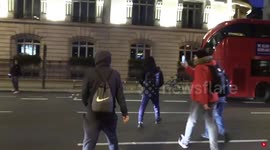 Kicking police vehicles