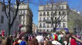 Thousands flout COVID-19 restrictions to attend street carnival in Marseille, France