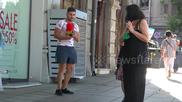 Crazy prankster in Georgia Republic amuses and confuses passers-by