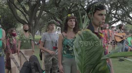 Argentina: Performance of artists for the Earth against the arson attacks in Patagonia