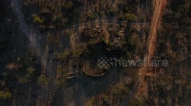 Aerial view of pasture on a ranch, Tonibabi ejido in Sierra La Madera, Moctezuma municipality, Sonora, Mexico.