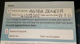 Astra Zeneca  COVID19 first Jab on March 2021