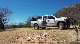 Wildlife project truck on the ranch. Tonibabi ejido in the Sierra La Madera, municipality of Moctezuma, Sonora, Mexico
