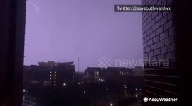 Lightning scatters across the sky over Oklahoma as thunderstorm rolls through