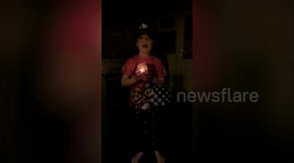 Cute little boy sings song in memory of those who have lost their lives during the coronavirus pandemic