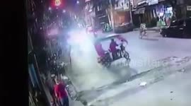 Motorcycle rider causes crash then ‘dives’ like footballer feigning injury