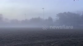 Mysteriously spectacle of dense fog at White Bear Lake, Minnesota