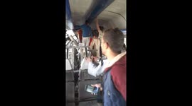 Footage from inside one of the Egypt trains that crashed today