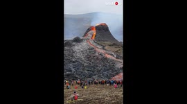 'Iceland Volcano Eruption, March 2021 | Lava Running Down Mount Fagradalsfjall and Melting Rocks'
