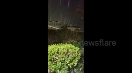 Unusual hail storm hits Oceanside, California USA Beach Community