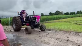 Groom drives huge tractor to attend his wedding in Thailand