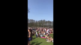 Students fail to social distance in the sun at Woodhouse Moor