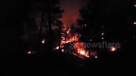 US: Schroeder Fire Continues Burning At Night In Rapid City, South Dakota