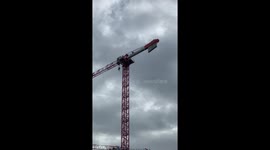 Black Lives Matter protestor raises fist up whilst on top of a crane