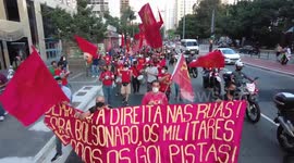 Demonstration in Sao Paolo in repudiation of the 1964 military coup in Brazil