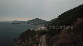 A drone view of Cape Colinson battery in Hong Kong, a favourite place for spectacular photos