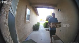 Ring camera captures moment delivery driver hurls package to door of US home