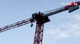 'Protester Climbs Tower Crane in East London to Voice Support for the BLM Movement'