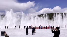 Explosives in frozen river detonated to prevent flooding in northern China