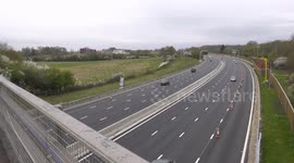 M4 Motorway Reading between Juction 10 Junction 9 Shinfield Studios from bridge