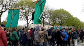 Protesters march through Rennes, France in defense of local natural area