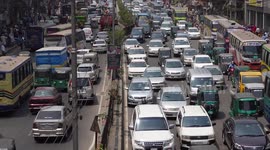 Highly traffic jams on the Dhaka city highway before the upcoming lockdown