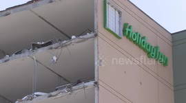 Old Holiday inn built in the 70's near Toronto's Yorkdale mall being torn down for massive luxury condo development, not much business for hotels and motels these days due to the COVID 19 pandemic