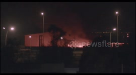 Iraq, Erbil attack - Fire breakout after a rocket hit Erbil, Iraq.