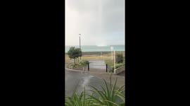 Waterspout forms off the coast of Napier, New Zealand