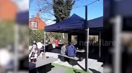 Comical footage of overexcited pub-goer pouring beer over his head as he enjoyed his first pint after lockdown goes viral