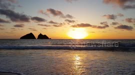 Sunset over Holywell bay North Cornwall Easter Holiday 2021