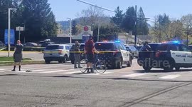Protesters gather after US police shoot and kill a man at Lents Park in Portland, Oregon