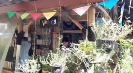 A man from Cianjur, Indonesia uses baby diapers waste to make pots for plants