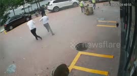 Manhole covers propelled into air as Chinese workers ignite methane during work