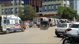 Ambulances carrying patients queue to enter hospital as India passes 250,000 daily COVID-19 infections