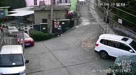 Car crashes down roadside as motorist attempts to drive up slope in China