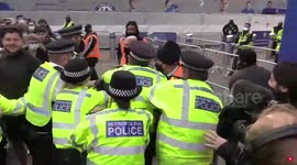 European Super League: Arrest and beer can thrown at police as Chelsea fans protest outside Stamford Bridge