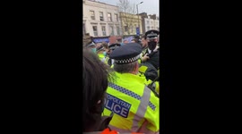 Police making arrests and clashing with Chelsea fans outside Stamford Bridge London