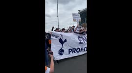 Tottenham fans are protesting outside the Tottenham Hotspur Stadium against club chairman Daniel Levy and owners ENIC group