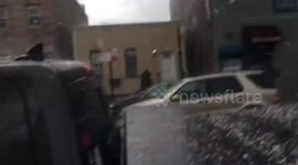 Pea-sized hail storm pelts New York City