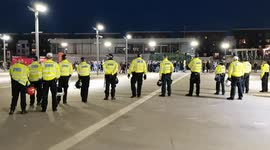 Protestors turn their chants towards journalists behind police lines chanting 