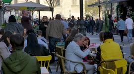 Outdoor terraces reopen with huge crowds in Budapest, Hungary