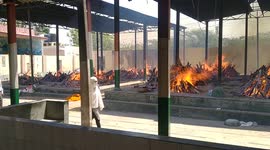 Mass cremations in New Delhi, India